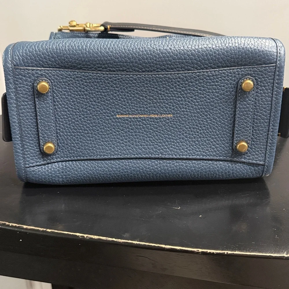 Coach Rogue 25 Regenerative Leather- Navy Blue Satchel with Gold Accents - Picture 7 of 13